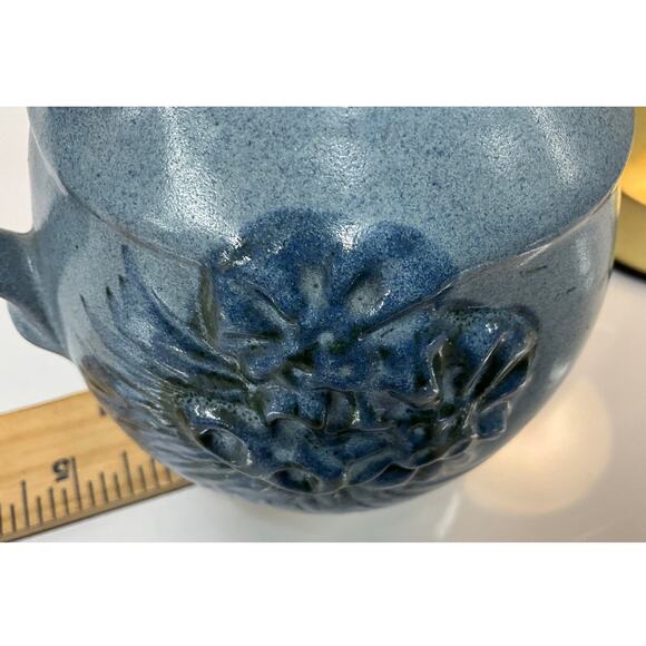 Dekrech Orginals Pottery Blue Gray Handled Vase Handcrafted in U.S.A. 3D Design - Picture 6 of 6